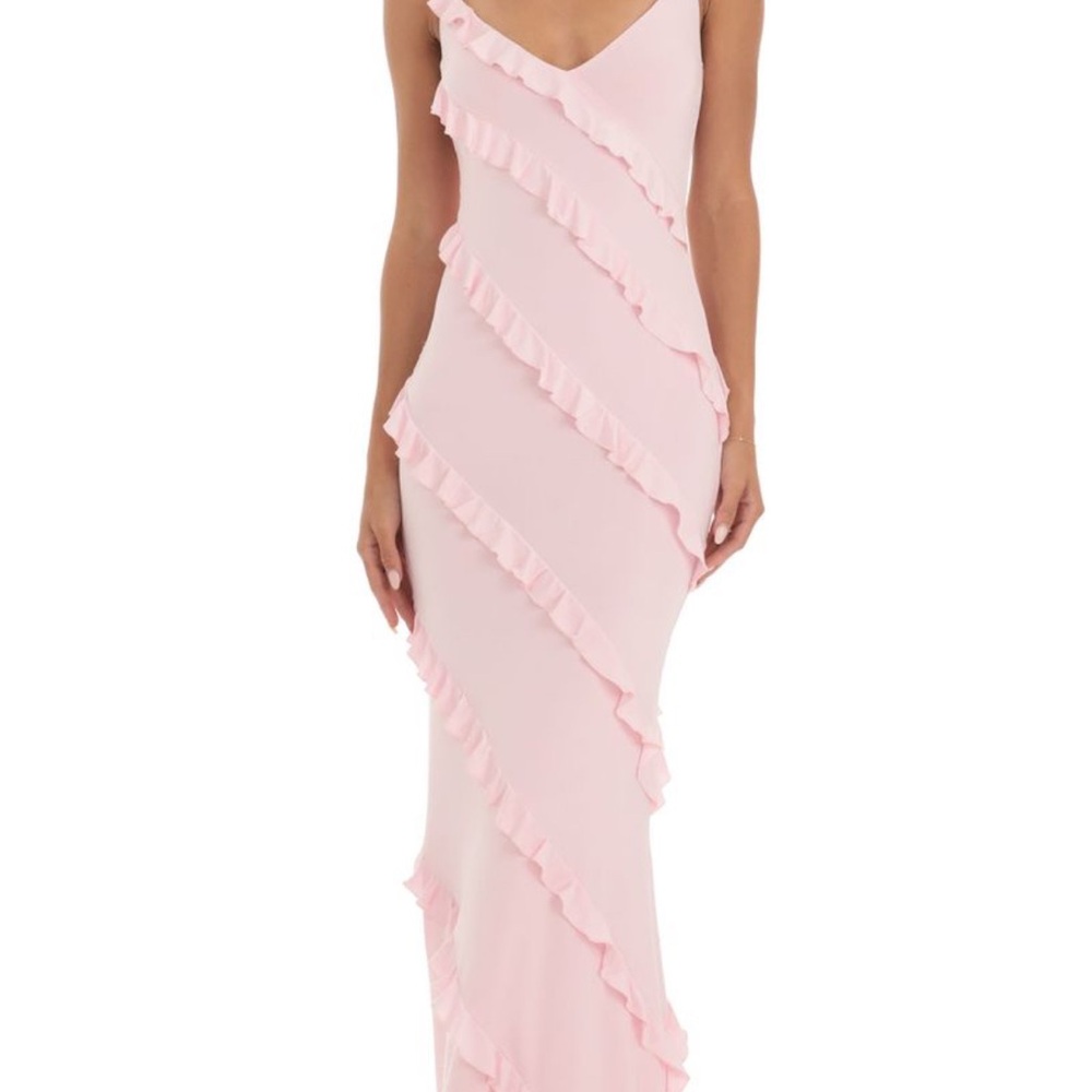 Elegant Pink Ruffle Dress